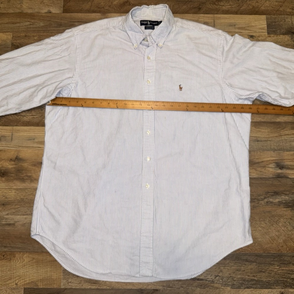 Polo Ralph Lauren Men's Size 17-34 Blue/White Striped Oxford Button Up Shirt - Picture 3 of 9